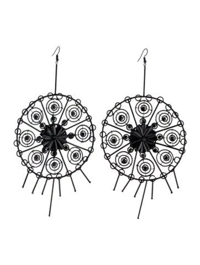 Pre-owned Cucculelli Shaheen Oversized Round Drop Earrings In Black