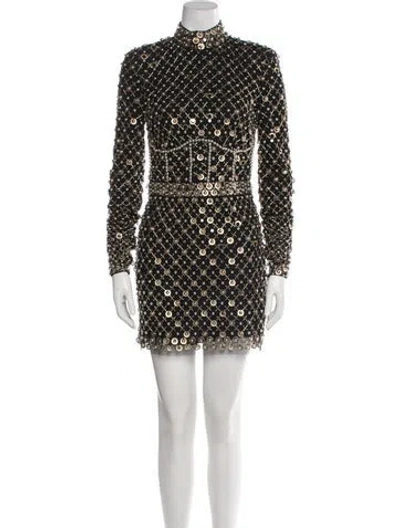 Pre-owned Cucculelli Shaheen Patterned Mini Dress In Black