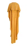 Cucculelli Shaheen Pendant Medallion Silk Cape In Yellow