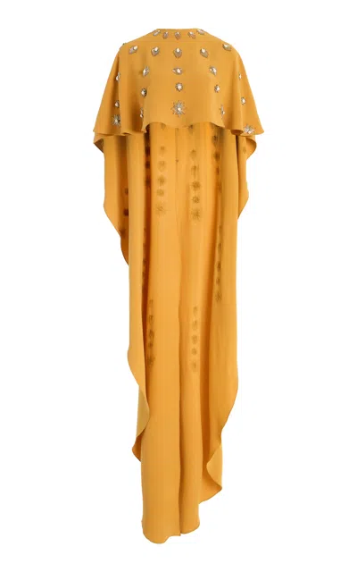 Cucculelli Shaheen Pendant Medallion Silk Cape In Yellow