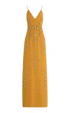Cucculelli Shaheen Pendant Medallion Silk Dress In Yellow