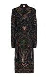 Cucculelli Shaheen Raden Wool-silk Embroidered Coat In Black