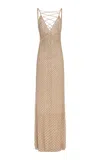 Cucculelli Shaheen Rete Champagne Tulle Dress In Silver