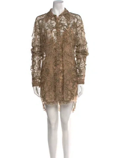 Pre-owned Cucculelli Shaheen Silk Mini Dress In Neutral