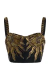 Cucculelli Shaheen Sun Radieux Wool-silk Top In Black