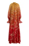 Cucculelli Shaheen Sunset Degradé Silk Caftan In Orange