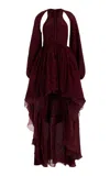Cucculelli Shaheen Tie-dye Bordeaux Silk Crepe Dress In Multi