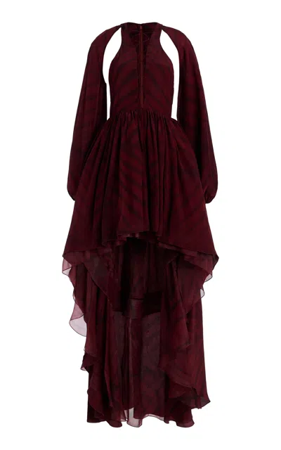 Cucculelli Shaheen Tie-dye Bordeaux Silk Crepe Dress In Multi