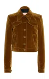 Cucculelli Shaheen Velvet Cropped Jacket In Khaki