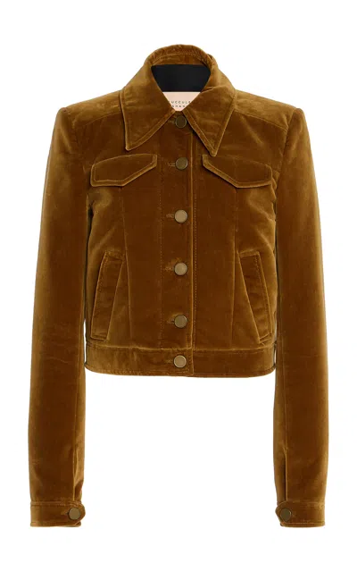 Cucculelli Shaheen Velvet Cropped Jacket In Khaki