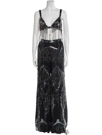 Pre-owned Cucculelli Shaheen Wool Sequin Embellishments Pant Set In Blue