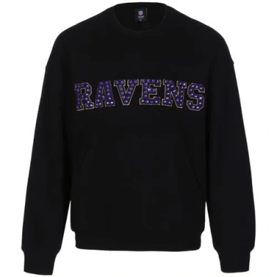 Cuce Black Baltimore Ravens Chenille Jeweled Sweatshirt