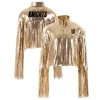 Cuce Gold Vegas Golden Knights Cropped Sequin Fringe Blazer In Gold