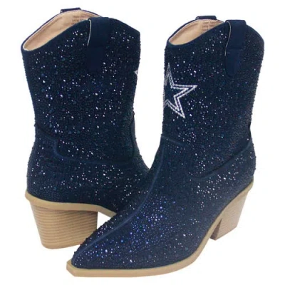 Cuce Navy Dallas Cowboys Crystal Ankle Boots In Pink