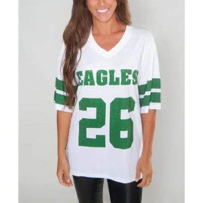 Cuce Saquon Barkley White Philadelphia Eagles Crystal V-neck Tunic In Multi