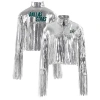 Cuce Silver Dallas Stars Cropped Sequin Fringe Blazer In Silver