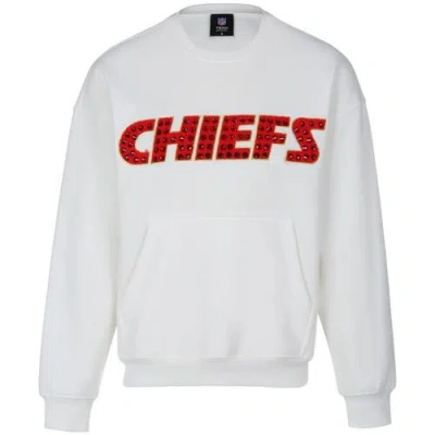 Cuce White Kansas City Chiefs Chenille Jeweled Sweatshirt