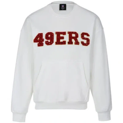Cuce White San Francisco 49ers Chenille Jeweled Sweatshirt In Multi