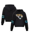 Cuce Women's Black Jacksonville Jaguars Cropped Sequins Pullover Hoodie In Multi