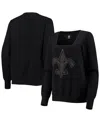 Cuce Women's  Black New Orleans Saints Winners Square Neck Pullover Sweatshirt In Black