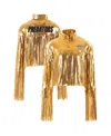 Cuce Women's Gold Nashville Predators Cropped Sequin Fringe Blazer Jacket In Gold