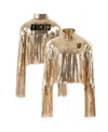 Cuce Gold Vegas Golden Knights Cropped Sequin Fringe Blazer In Gold