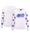 Cuce Women's White New York Giants Sequin Fleece V-neck T-shirt In White
