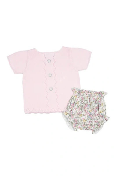 Cuclie Babies'  Colette Knit Diaper Set In Pink
