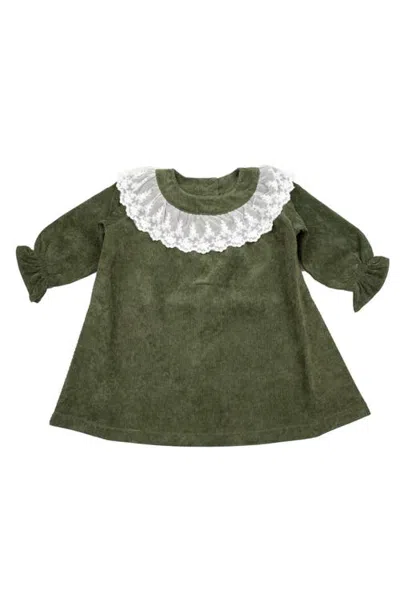 Cuclie Kids'  Lace Collar Dress In Green