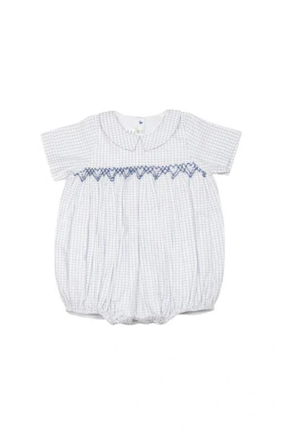 Cuclie Babies'  Oliver Gingham Smocked Bubble Romper In White