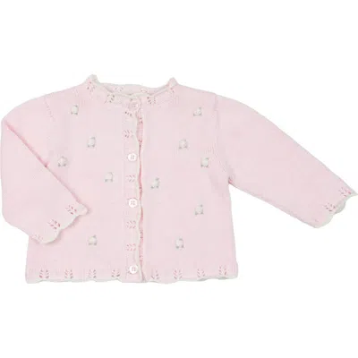 Cuclie Babies'  Rosette Knit Cardigan In Pink