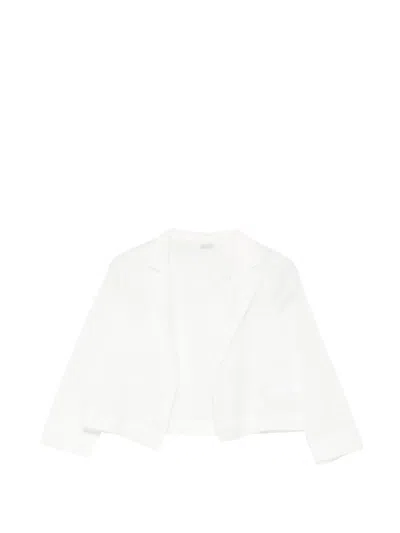 Cucù Lab Kids' Crinkled-finish Long-sleeve Cotton Blazer In White