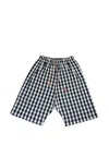 Cucù Lab Gingham-check Drawstring Shorts In Blue