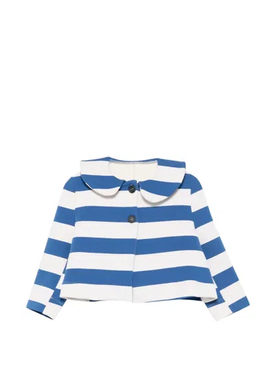 Cucù Lab Kids' Horizontal-stripe Peter Pan-collar Cotton Jacket In Multi