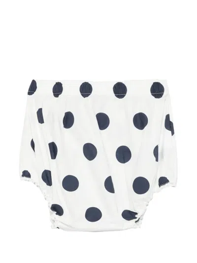 Cucù Lab Kids' Polka-dot Lace-trim Cotton Shorts In Blue