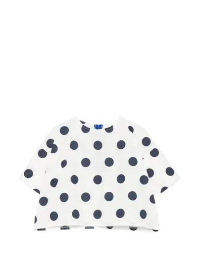 Cucù Lab Kids' Polka-dot Poplin Cotton Blouse In White