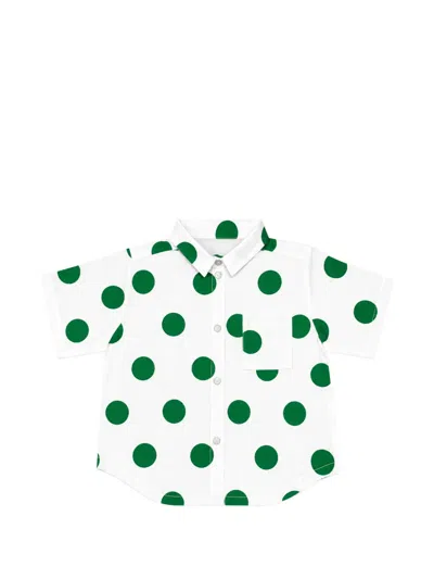 Cucù Lab Babies' Polka-dot Poplin Shirt In White