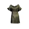 Cuda Women's Gold / Black Gold Digger Cotton Mini Dress With Gold Check Pattern In Multi