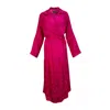 Cuda Women's Pink Wine And Roses Silk Trench With Embossed Toucan Design In Pink