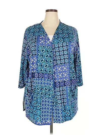 Pre-owned Cuddl Duds 3/4 Sleeve Blouse In Blue