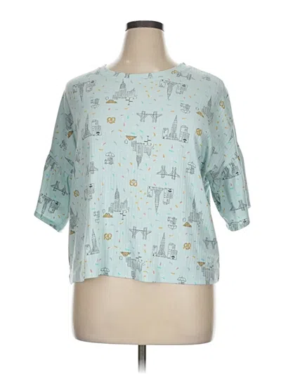 Pre-owned Cuddl Duds 3/4 Sleeve Blouse In Blue