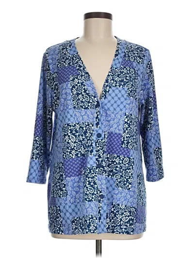 Pre-owned Cuddl Duds 3/4 Sleeve Blouse In Blue