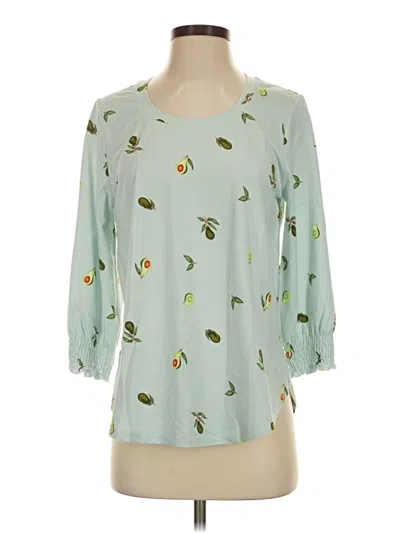 Pre-owned Cuddl Duds 3/4 Sleeve Blouse In Green