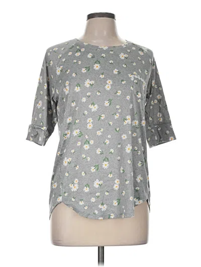 Pre-owned Cuddl Duds 3/4 Sleeve T-shirt In Gray