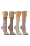 Cuddl Duds 4-pack Boot Crew Socks In Multi