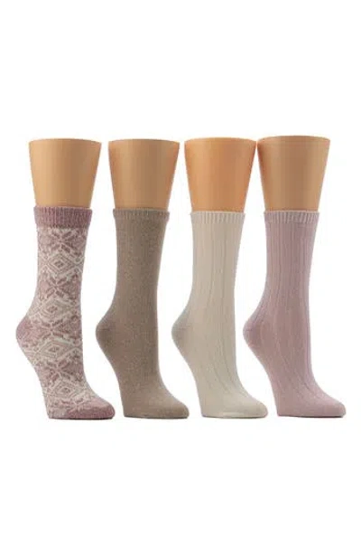 Cuddl Duds 4-pack Boot Crew Socks In Multi
