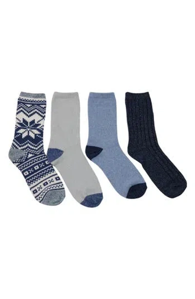 Cuddl Duds 4-pack Boot Crew Socks In Blue