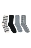 Cuddl Duds 4-pack Boot Crew Socks In Ivory/black