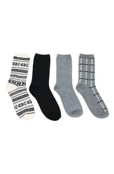 Cuddl Duds 4-pack Boot Crew Socks In Ivory/black
