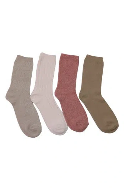 Cuddl Duds 4-pack Boot Crew Socks In Oatmeal